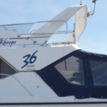 Fairline Sedan 36 - Aft canopy cover and hinged GRP radar arch