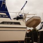 Broom 1070 - Stainless steel davits holding Zodiac RIB